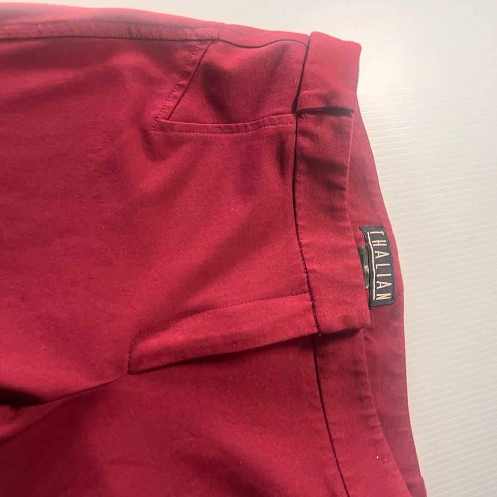 Thalian Womens Burgundy Red Slim Fit Ponte Knit Ankle Dress Pants Size 8 - Picture 3 of 7